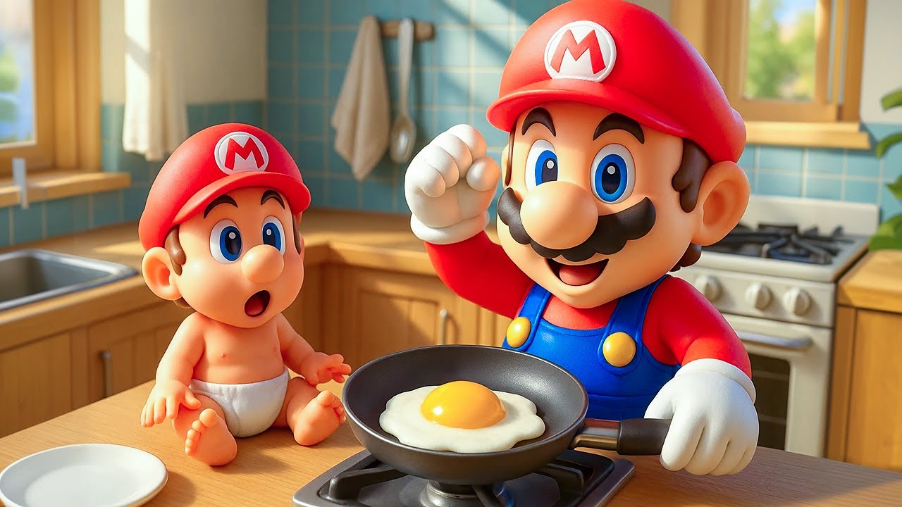 Junk Food? Baby Mario NEEDS Healthy Breakfast 🍳😋 Super Mario Odyssey Story