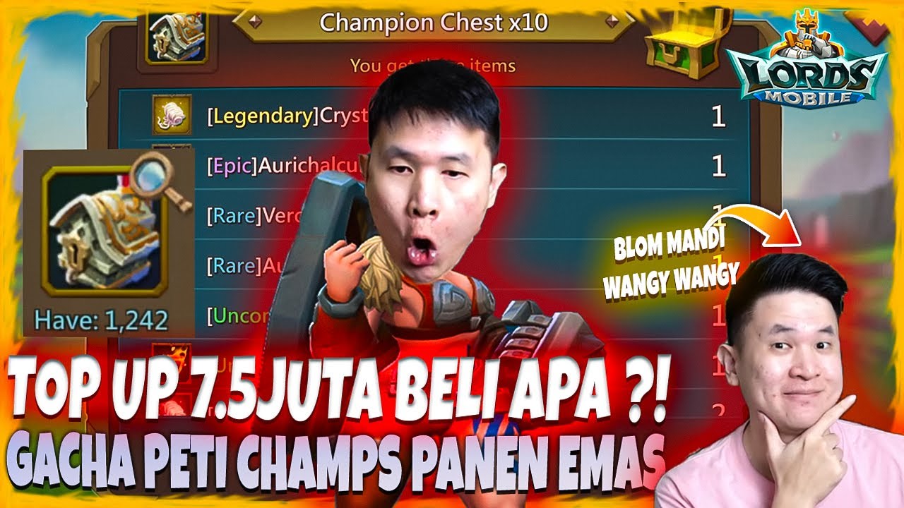 TOP UP 7,5 JUTA AKUN ElouJCK MAKIN GG ?! GACHA PETI CHAMPION PANEN GOLD ?!! - Lords Mobile
