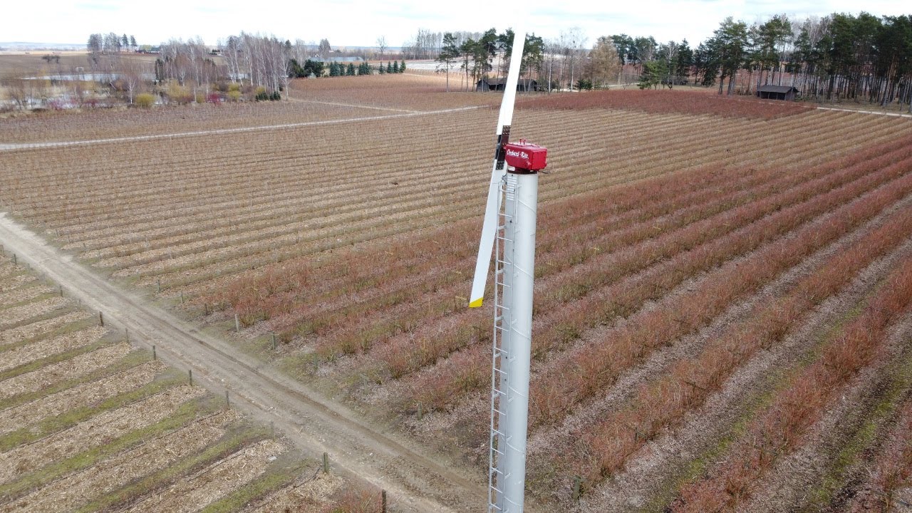 Wiatraki przeciwprzymrozkowe Orchard-Rite w gospodarstwie p. Wilczewskich, 07.04.2021