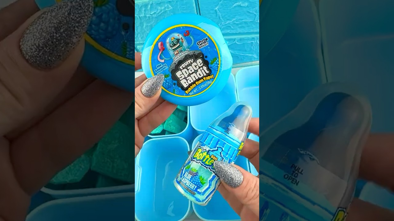Packing School Lunch with 🫐 Blue CANDY Food *Snackle Box* Satisfying Video ASMR!  🫐🩵🍭 #shorts