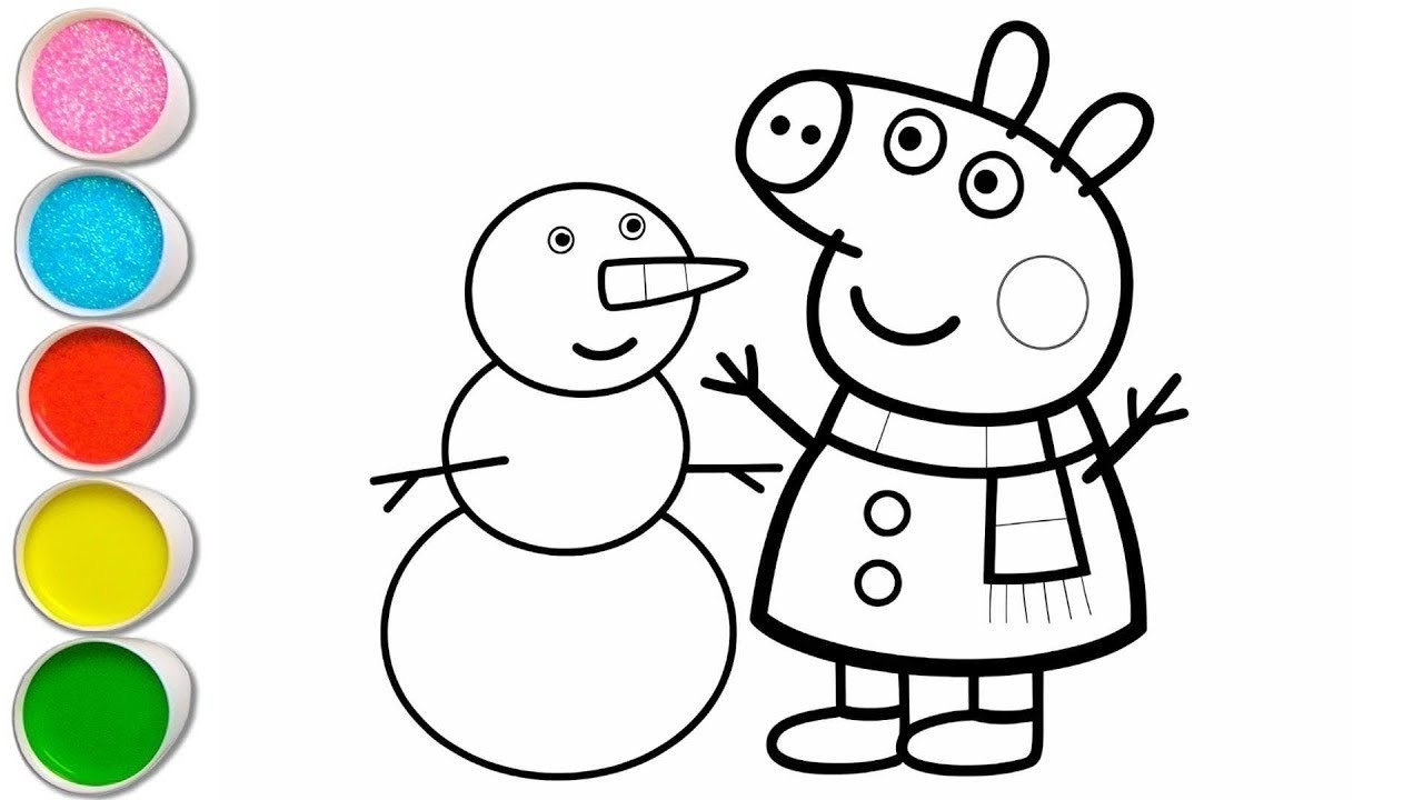 Hello Kitty and Peppa Pig sharing a pizza Drawing, Painting & Coloring For Kids, Toddlers_ Child Art