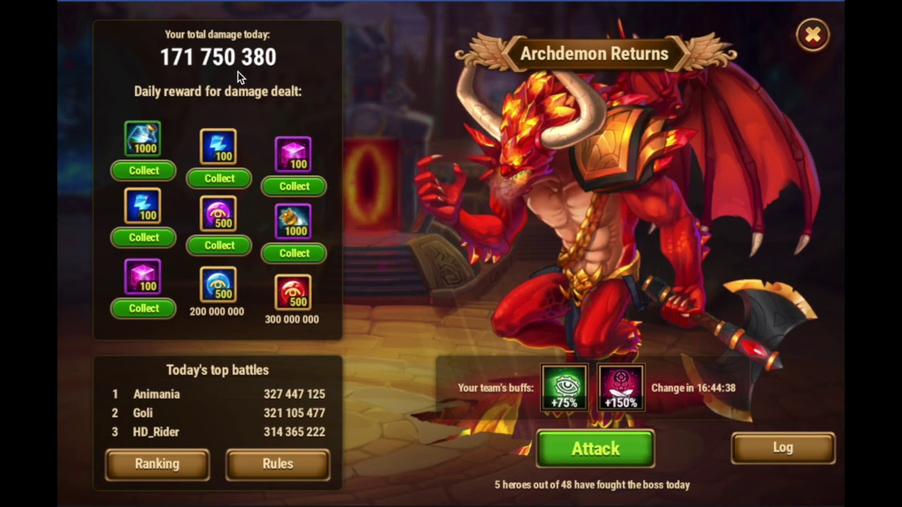 HERO WARS - Archdemon Battles! Going for 300 Million Damage!