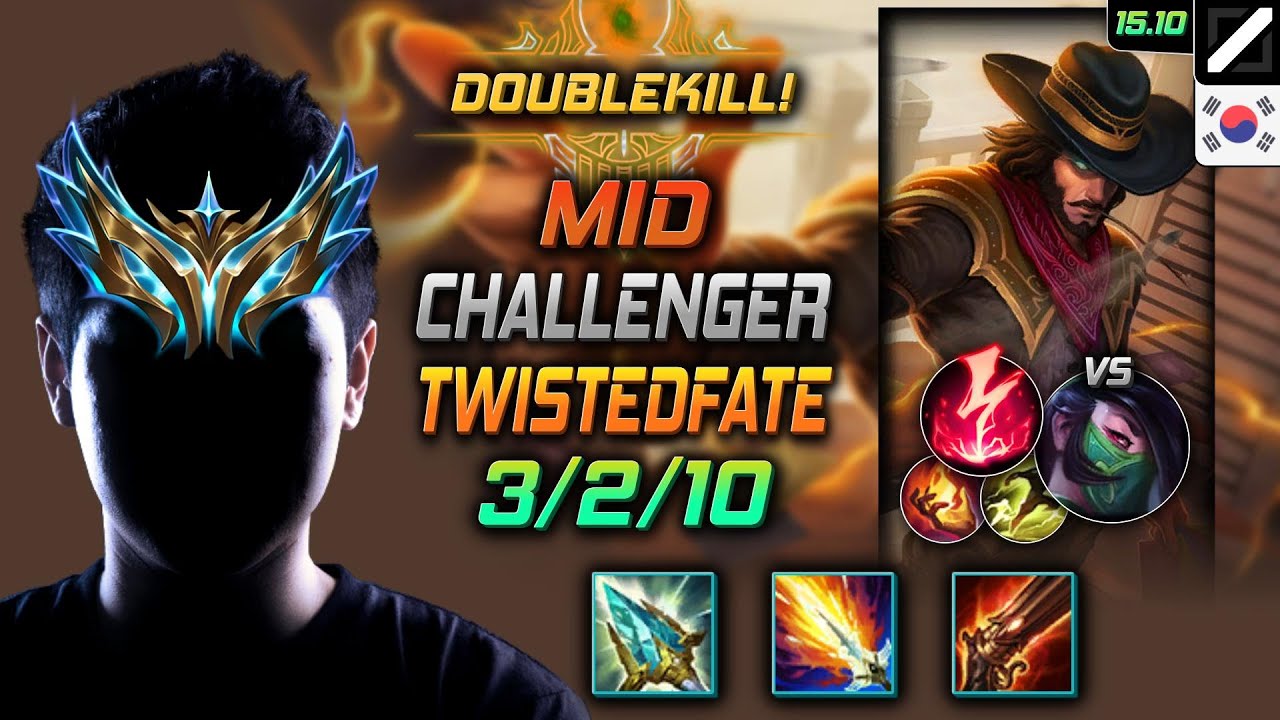 트페 미드 템트리 룬 영겁 감전 -  Twisted Fate Mid - 롤 KR 챌린저 패치 15.10