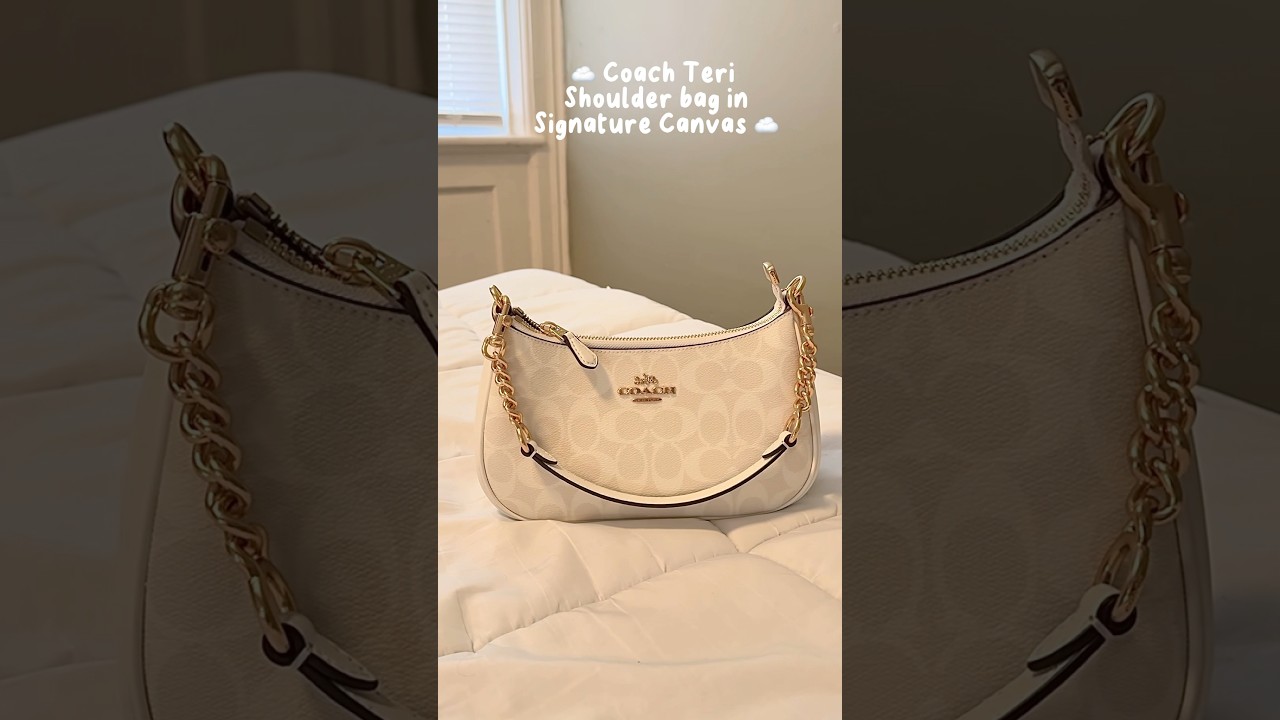 COACH TERI SHOULDER BAG IN SIGNATURE CANVAS GLACIER WHITE #fyp #coachbags