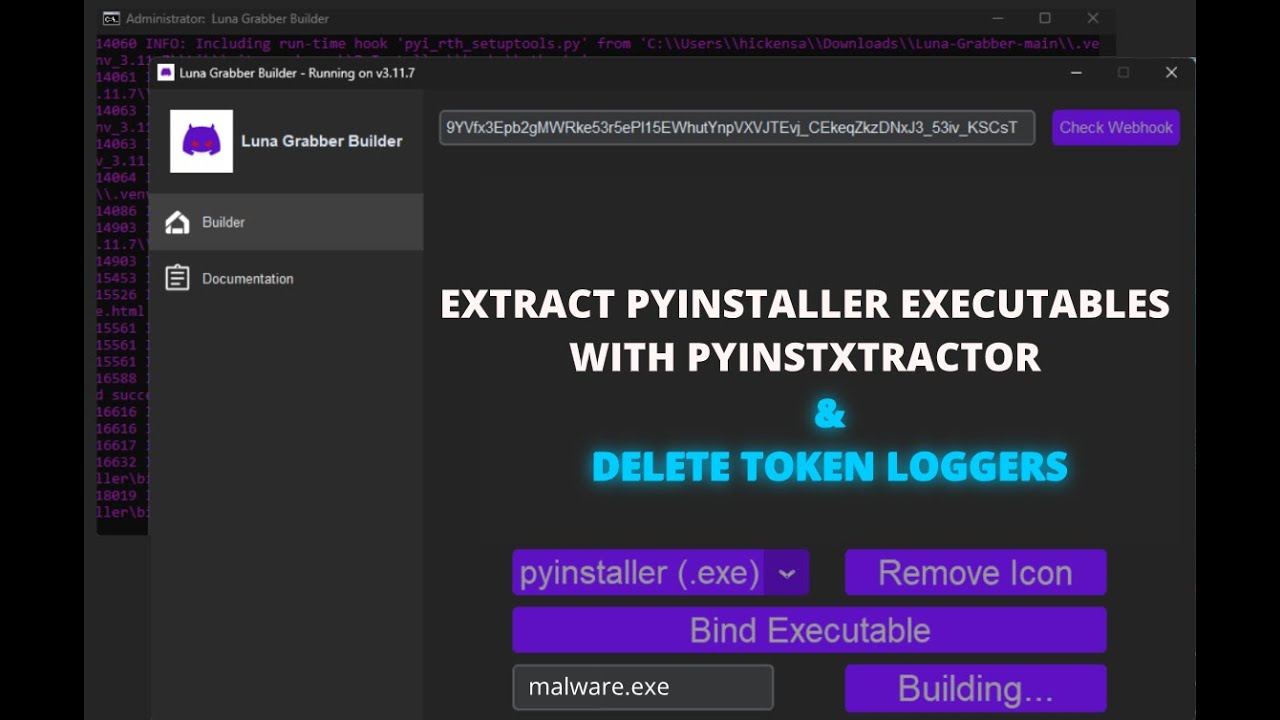 how to extract pyinstaller executables to screw token loggers
