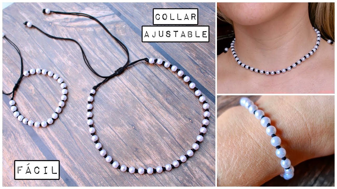⚡️COLLAR o PULSERA ajustable de HILO y PERLAS fácil ⚡️DIY THREAD NECKLACE