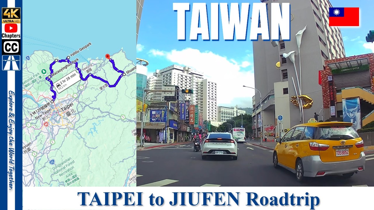 Taipei to Jiufen | One day Tour | The Most Scenic 4K Road Trip in Taiwan 🇹🇼