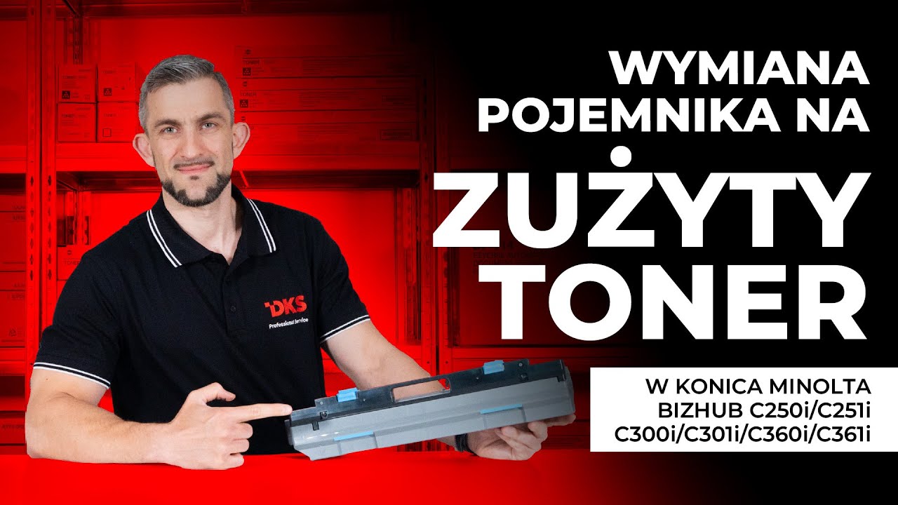 Wymiana pojemnika na zużyty toner w Konica Minolta Bizhub #C250i #C251i #C300i #C301i #C360i #C361i