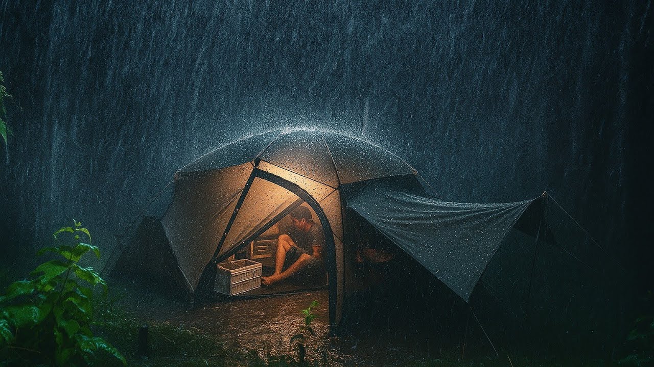 💯 Camping in heavy Rain and thunderstorm : My Coziest Night Ever ⛈️