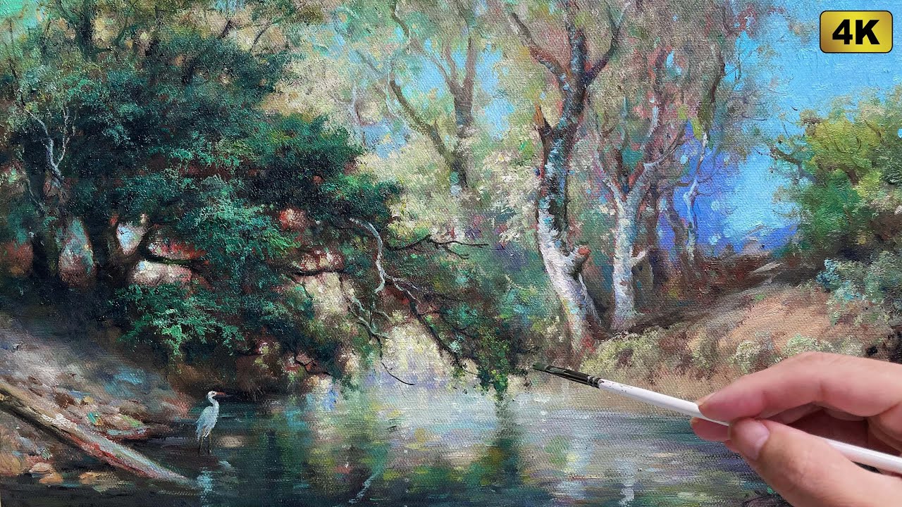 Draw a HYPER-REALISTIC Forest Stream in Acrylics | Full ASMR Drawing Process | Relaxing Art