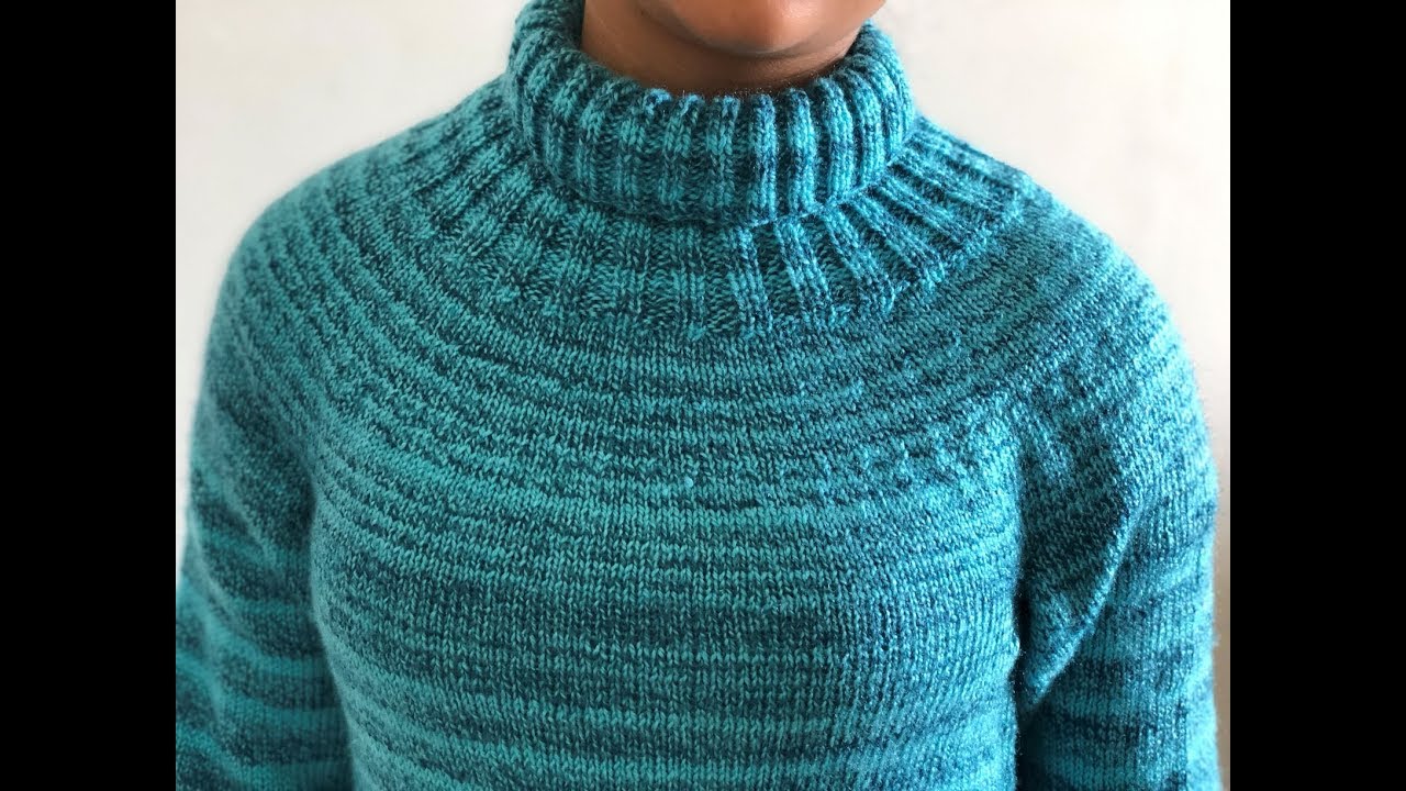 Knitting Yoke Sweater with High Neck | बंद गले का स्वेटर बुनाई