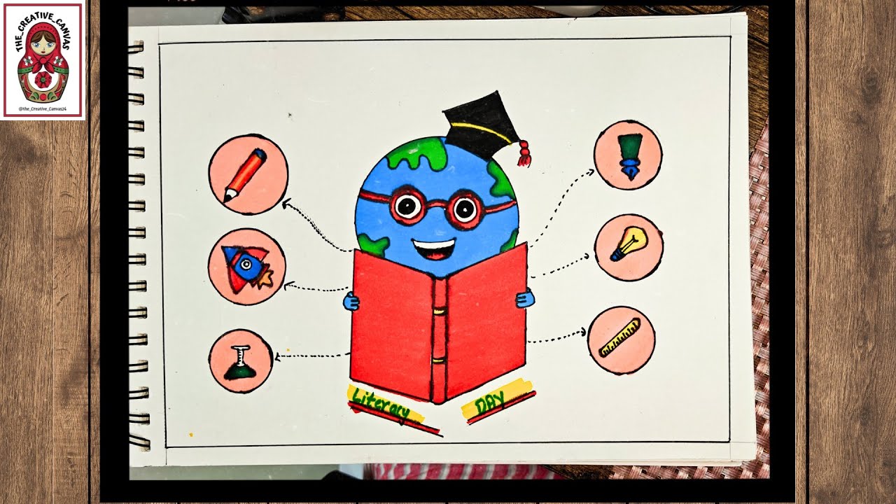International Literacy Day Drawing | Easy Literacy Day Poster | International Education Day Poster