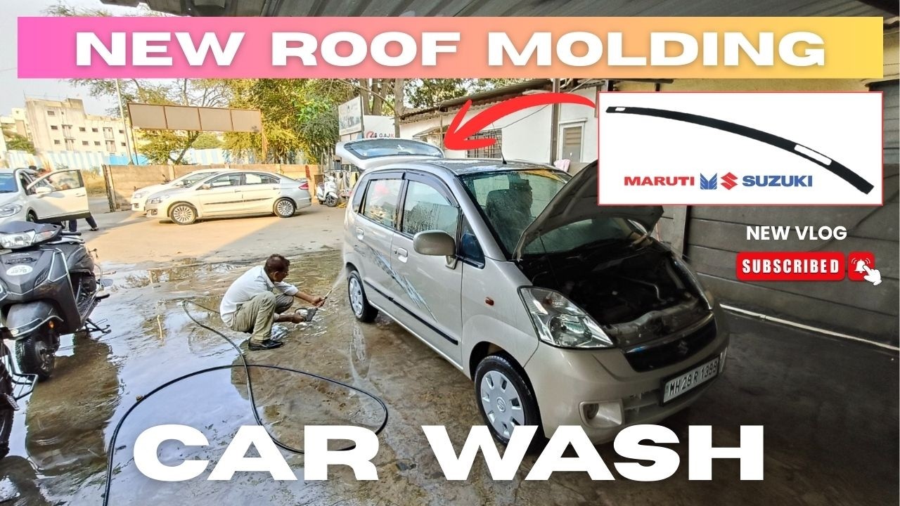 Maruti Zen Estilo Car Wash | Full Cleaning Process | Roof Molding Change #carwash #marutizen