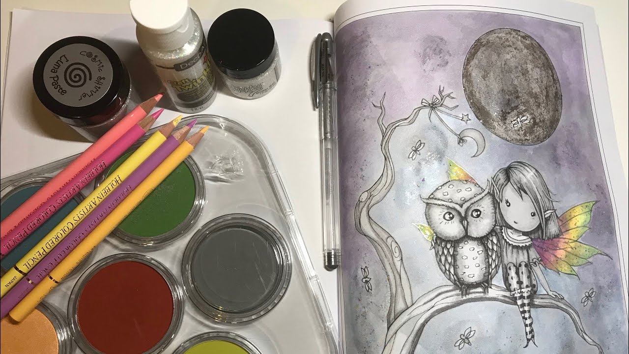 Fairy wings & mixed media colouring | Adult Colouring
