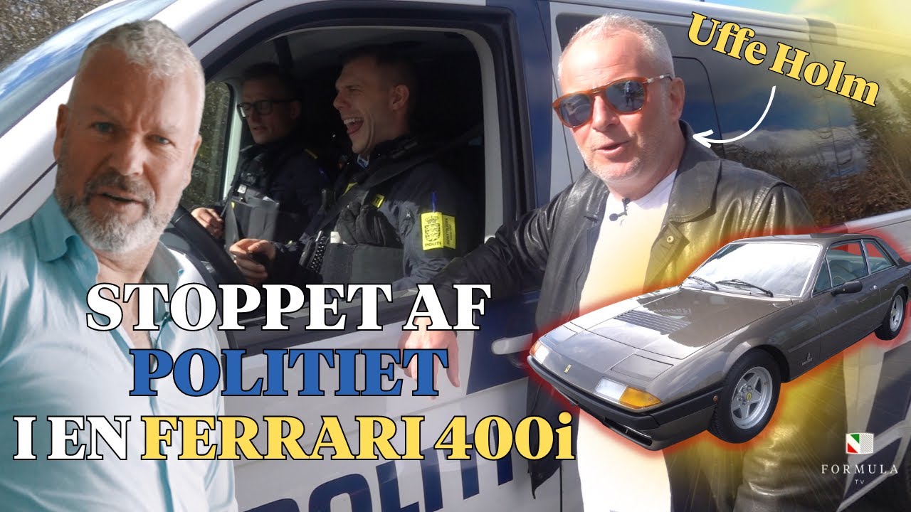 Uffe Holm og Mads Christensen stoppet af POLITIET i en Ferrari 400i