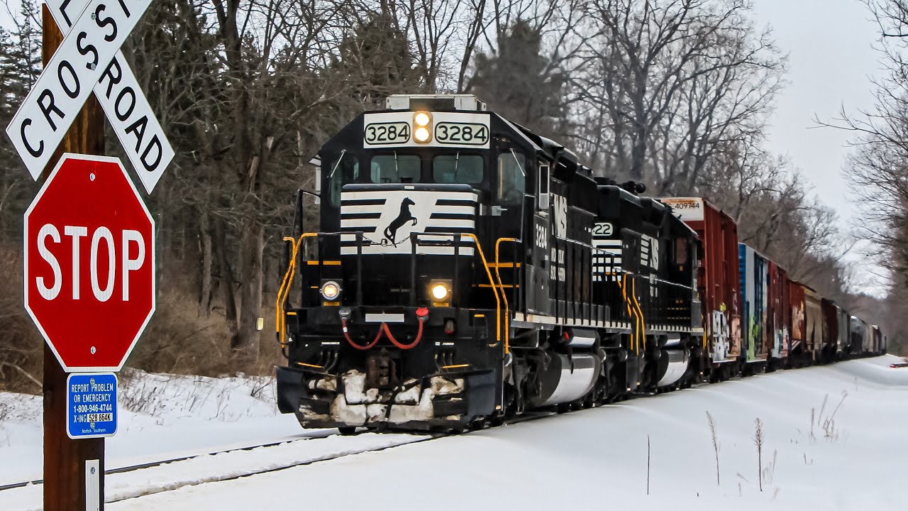 Chasing NS H06 Local Freight Train From Geneva, NY to Corning, NY 2-23-21