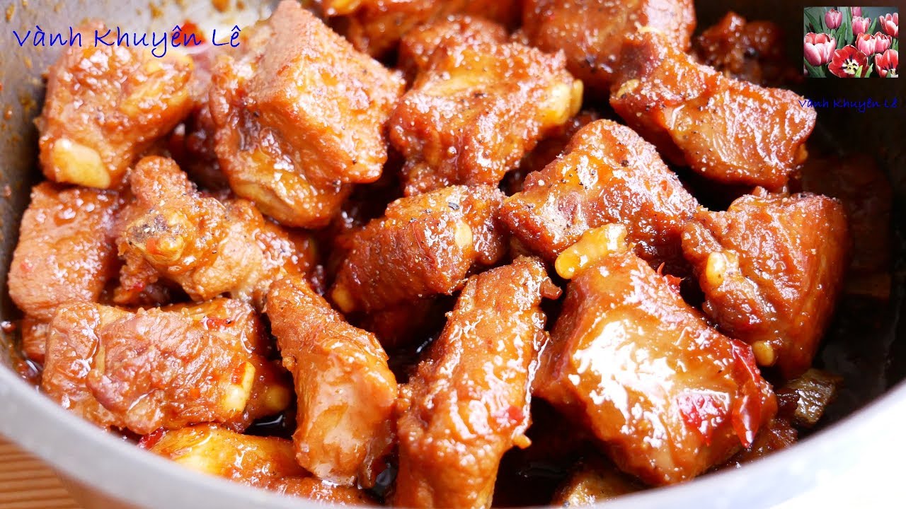 Sườn Ram Mặn - Bí quyết nấu Thịt Ram, Sườn Rim Nước Mắm Thơm Ngon Đậm đà, Pork ribs by Vanh Khuyen