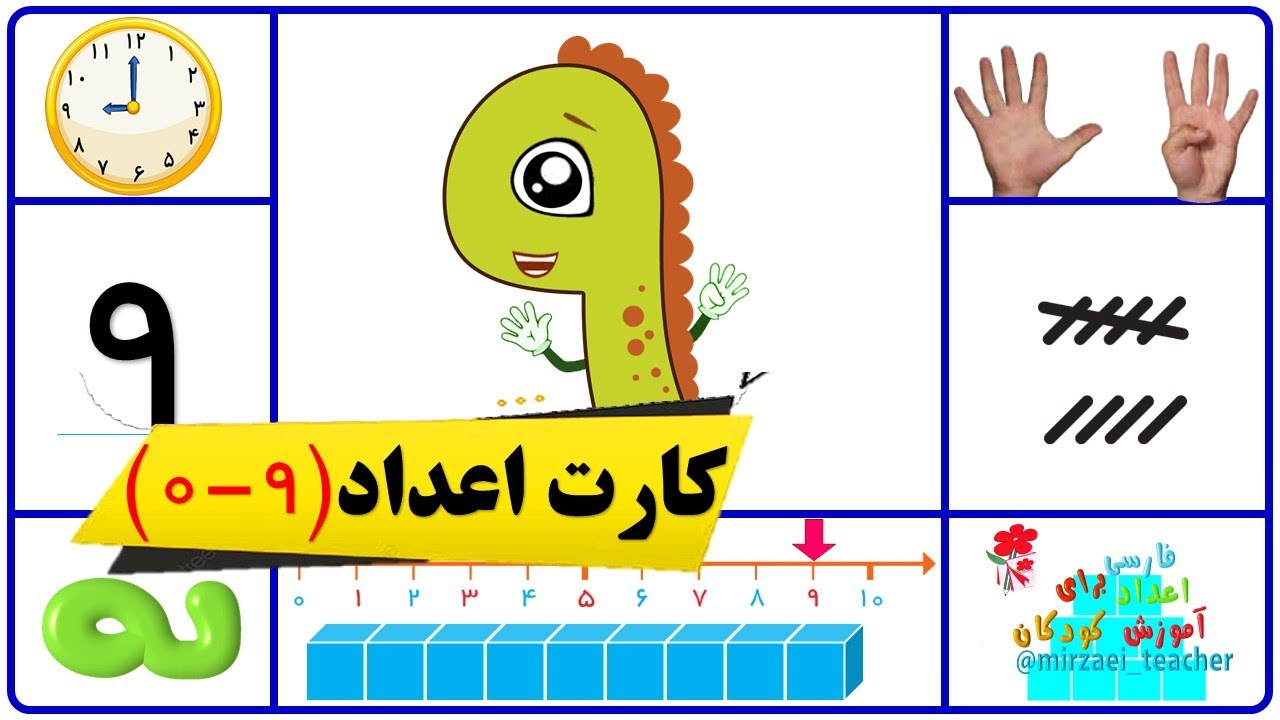 کارت های آموزش اعداد فارسی از صفر 0 تا ده 10 برای کودکان