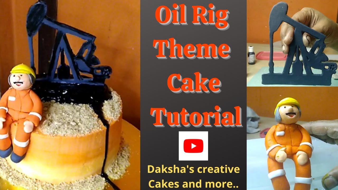 Oil Rig Theme cake| Cake Tutorial |Semi Fondant Cake| Blue berry flavor|