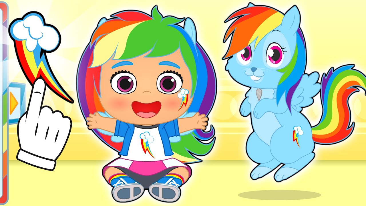 BABY PETS 🦄🌈 A coelha Ruby disfarça-se de rainbow dash