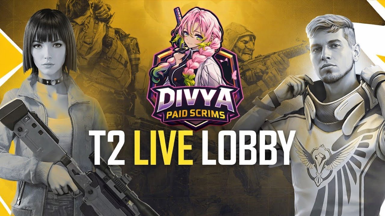 🔴 T2 LIVE LOBBY 🥶💥|| WITH DIVYA PAID SCRIMS ☠️🚩💥|| AJ HOGA MAUT KA NANGA NACH 🔥🔥