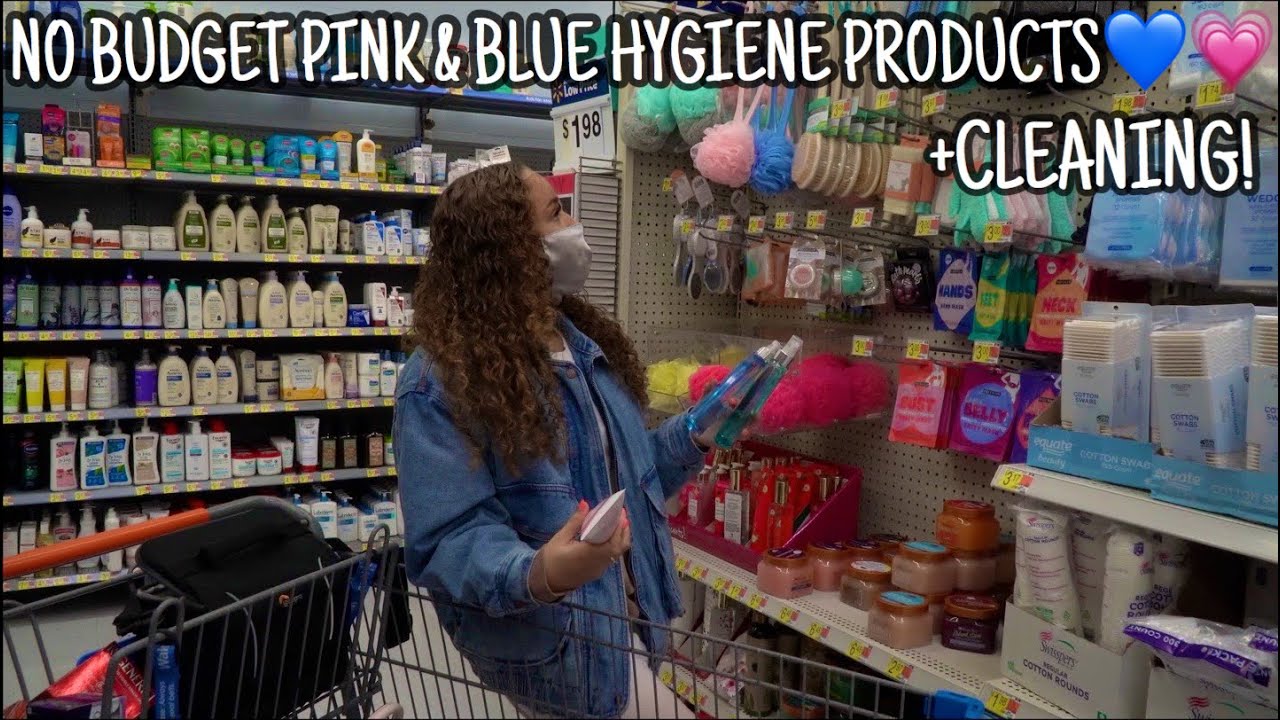 NO BUDGET ALL PINK AND BLUE HYGIENE PRODUCT SHOPPING @WALMART!!