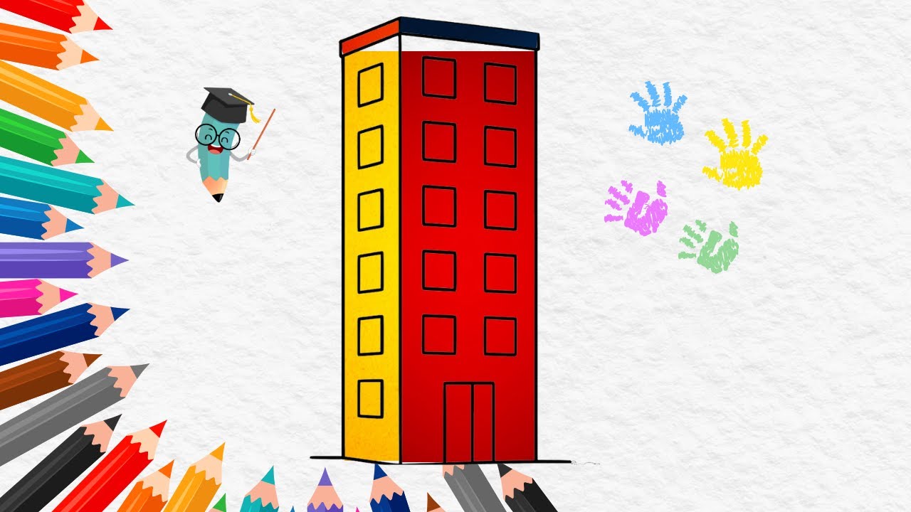 COLORFUL Building Coloring | Drawing for Kids | House Drawing for Kids
