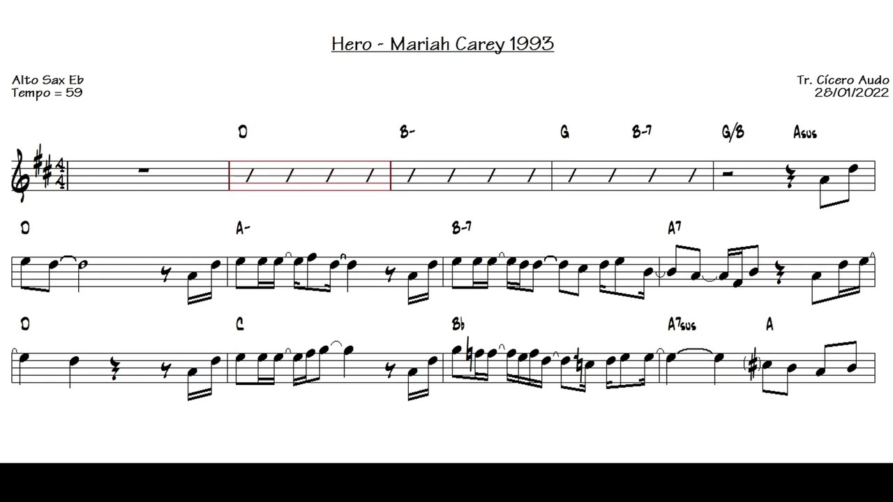 Hero - Mariah Carey 1993 (Alto Sax Eb) [Sheet music]