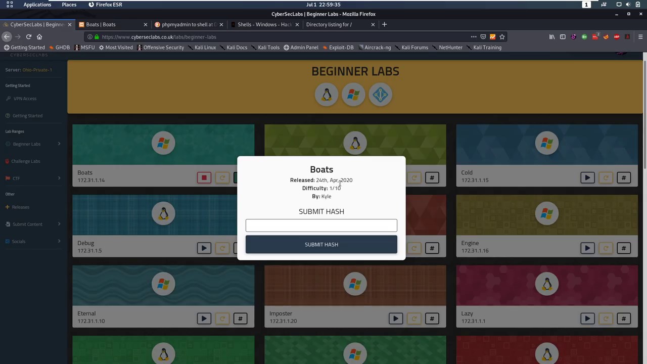 CyberSecLabs - Boats - Windows [Walkthrough]