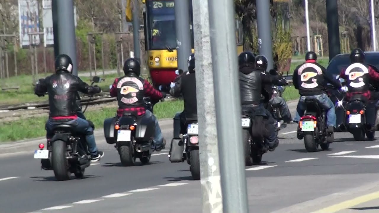 Hells Angels on the streets of Warsaw. Poland.