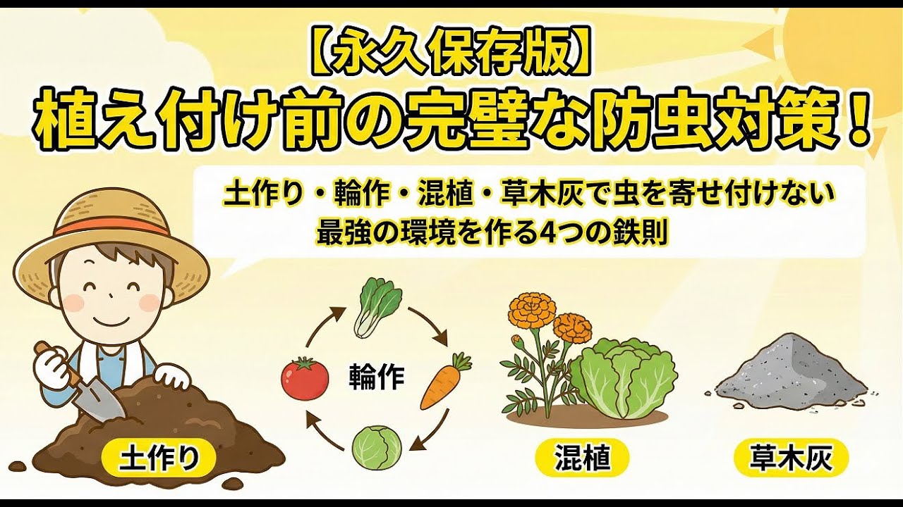 【園芸裏技】植え付け前の完璧な防虫対策！土作り・輪作・混植・草木灰で虫を寄せ付けない最強の環境を作る4つの鉄則