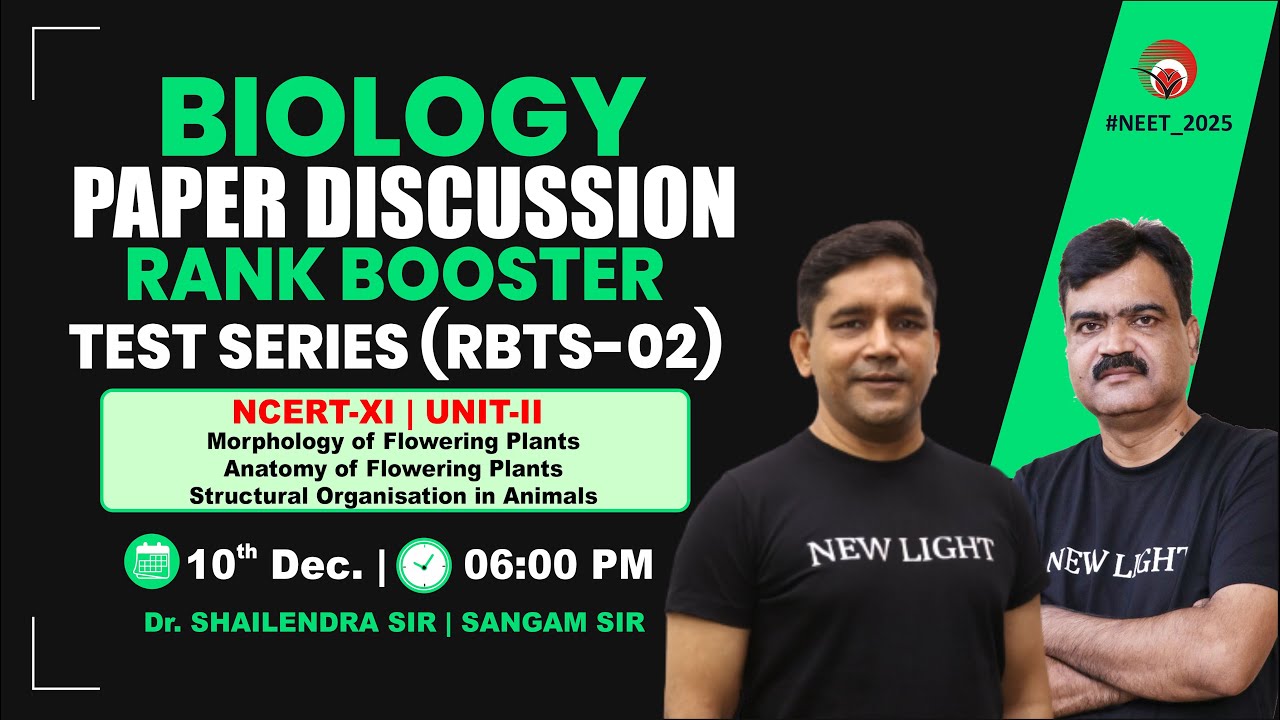 🔴LIVE NEET 2026 | BIOLOGY PAPER DISCUSSION | RANK BOOSTER TEST (RBTS-02) | NEW LIGHT #neet_2026