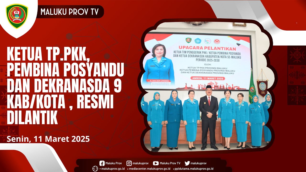 KETUA TP.PKK, PEMBINA POSYANDU DAN DEKRANASDA 9 KAB/KOTA , RESMI DILANTIK
