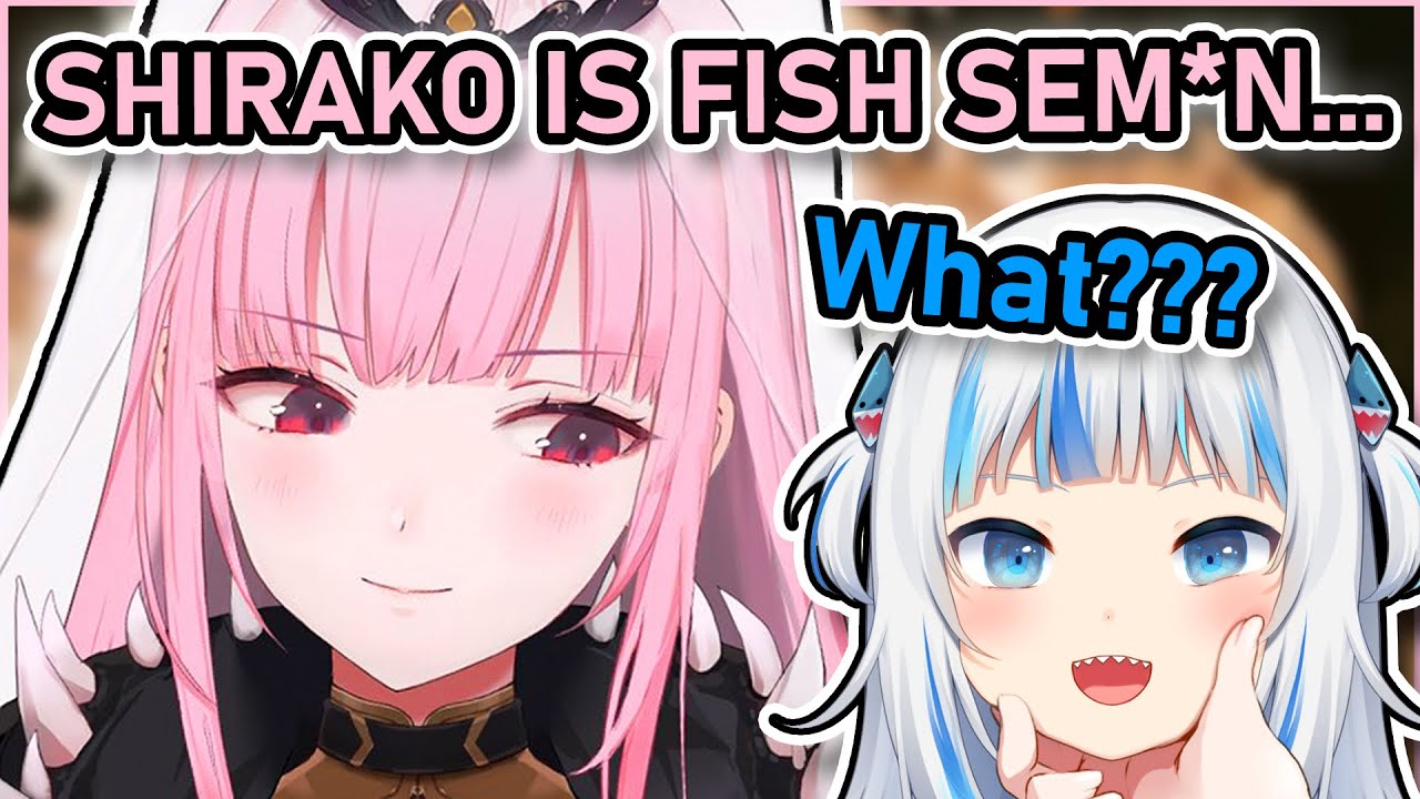 Calli explains to Gura that fish semen is a delicacy in Japan...