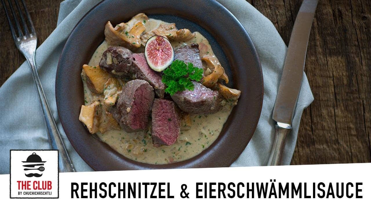 Rehschnitzel an Eierschwämmlisauce | theclub.ch | Rezept #133
