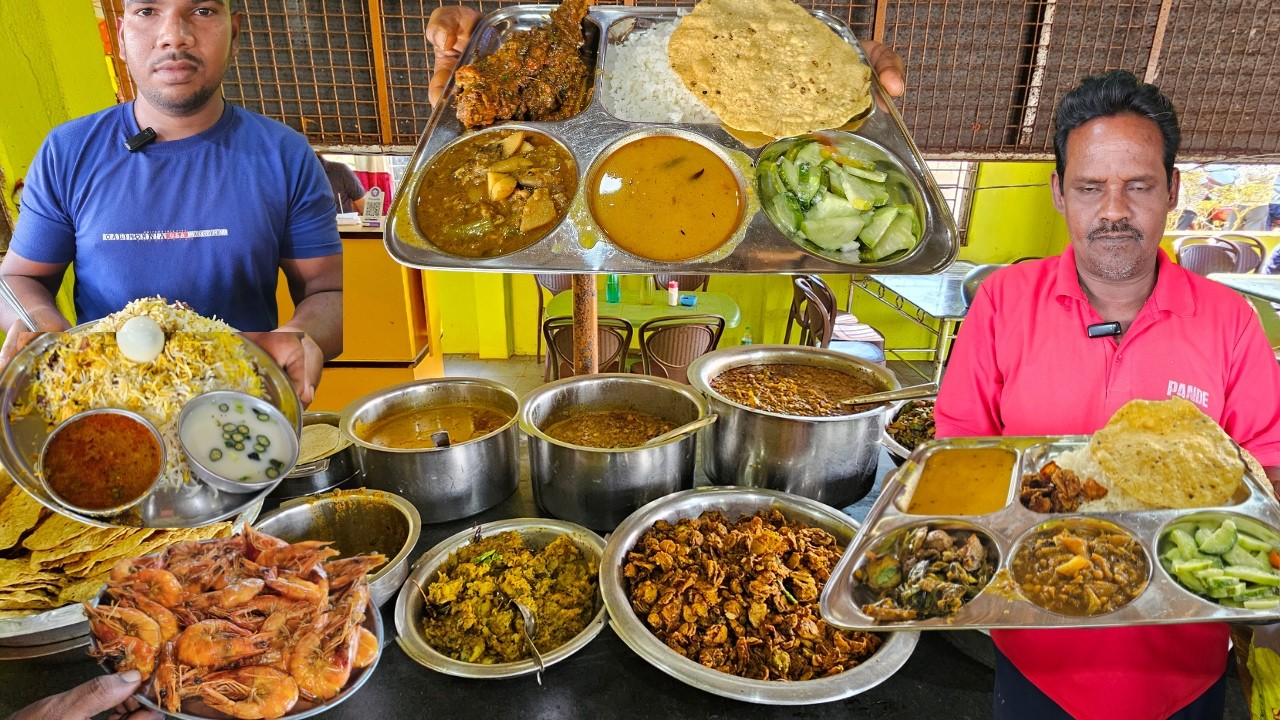Best Unlimited Veg & Non-Veg Thali ₹80 Only 😱 Samrat Hotel Pipili Puri  Cheapest Street Food India