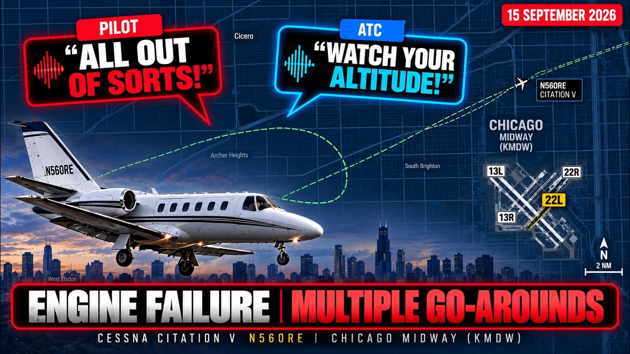 Cessna Citation Pilots &ldquo;All Out of Sorts&rdquo; &mdash; Engine Failure & Multiple Go-Arounds at Chicago