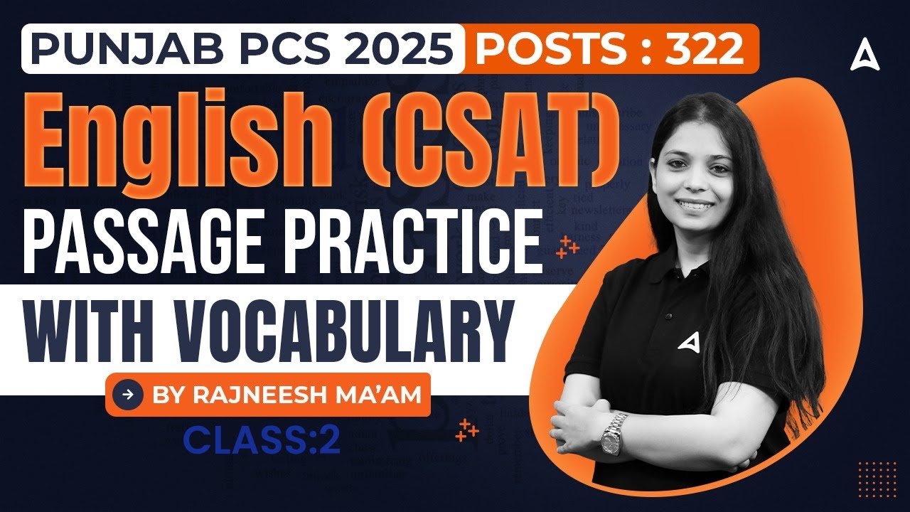Punjab PCS English CSAT | Passage Practice With Vocabulary |By Rajneesh maam - @Adda247PunjabPCS
