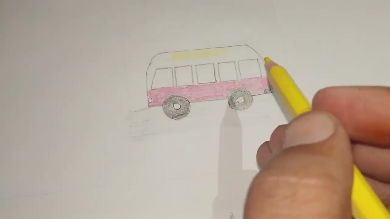 Beautiful Bus Painting | Pencil Sketch to Colorful Artwork 🚌🎨