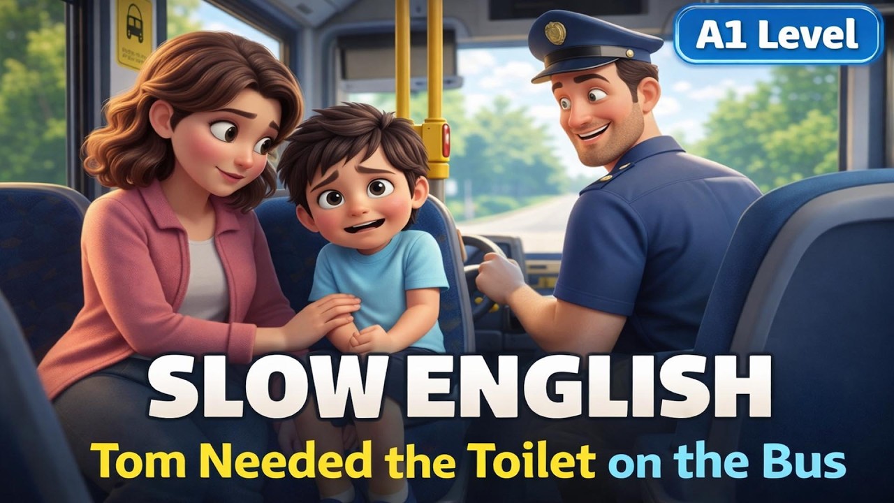 Tom Needed the Toilet on the Bus | English Listening Practice for Beginners (A1 Level)