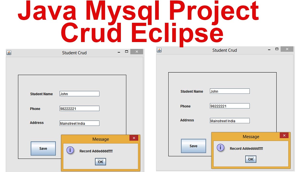 Java Mysql project Crud Eclipse