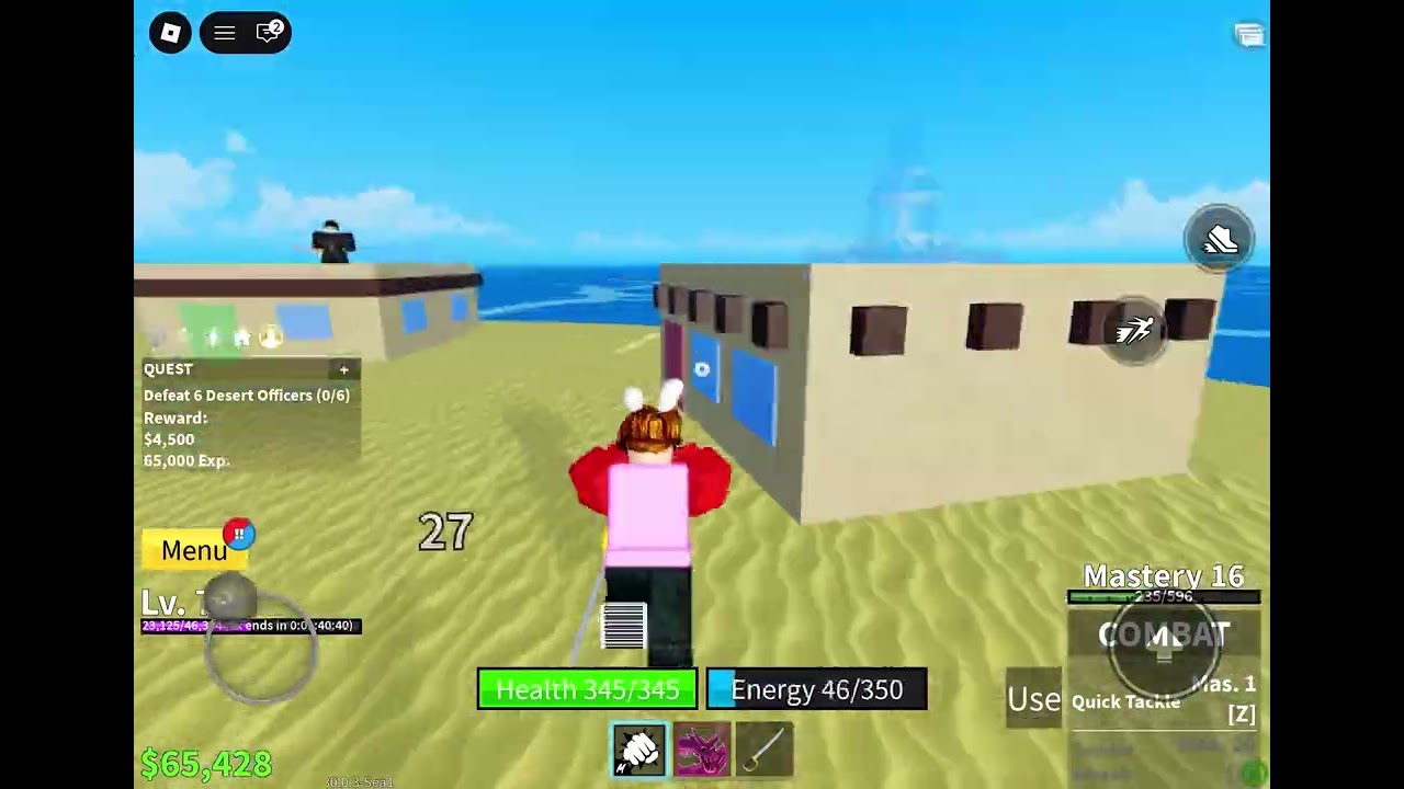 Conquering Desert island in blox fruits as a bunny???? lv60-90