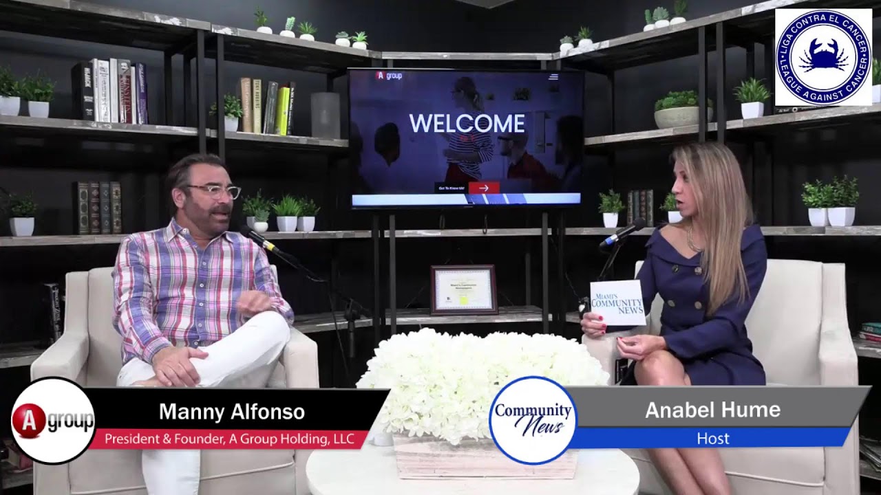 Anabel Hume welcomes Manny Alfonso with The A Group & La Liga Contra El Cancer