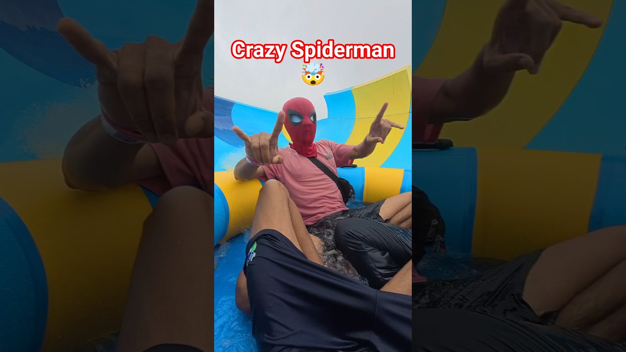 Biggest Slides With Spiderman🤯💦 #parkour #spiderman #water #funny #waterpark #pov