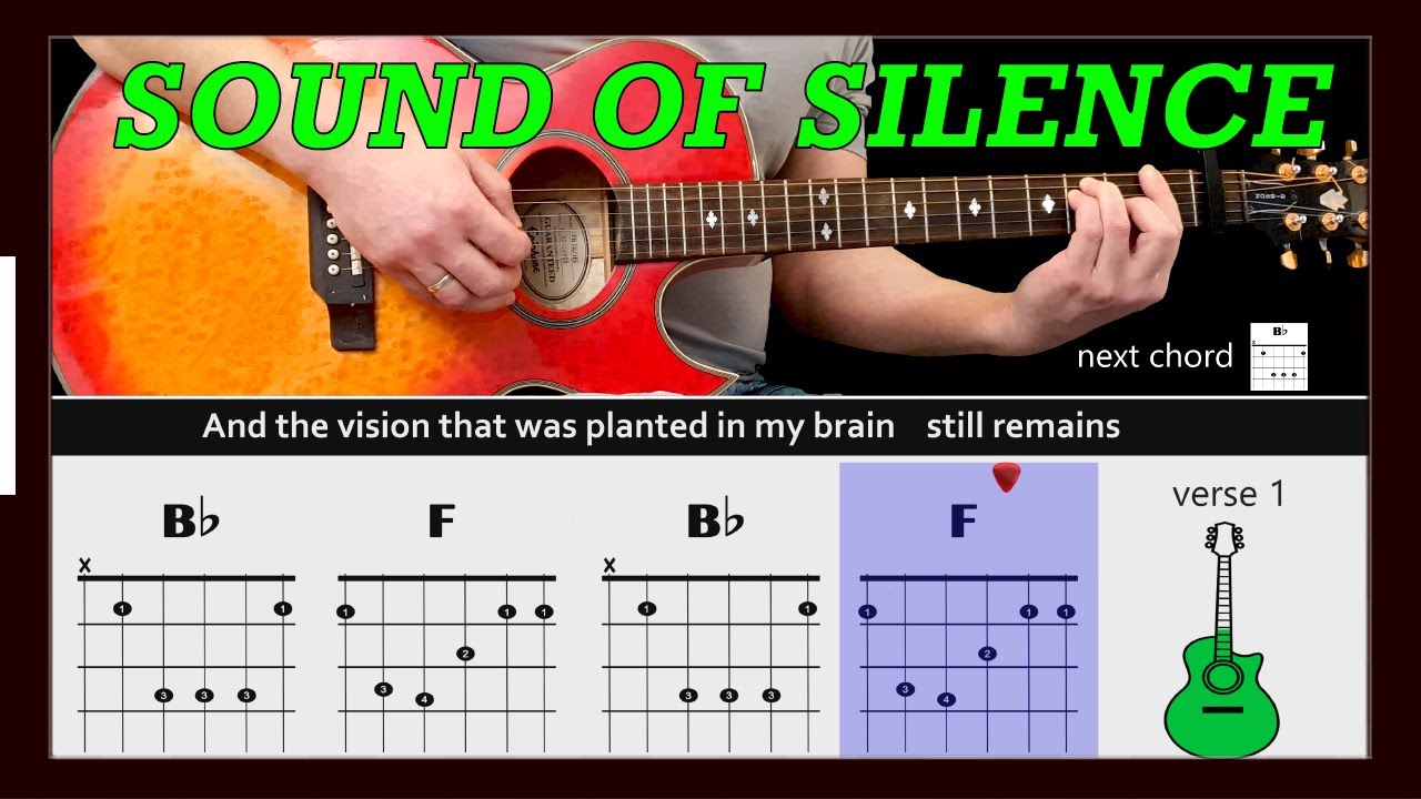 SOUND OF SILENCE - Simon & Garfunkel - Guitar play along with chords & lyrics