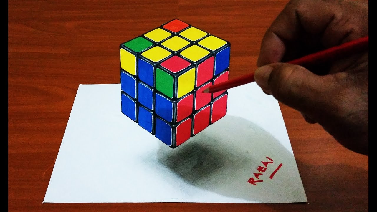 Tuto 2 : How to Draw Rubik's Cube Trick Art 3D illusion on paper | Dessin 3D