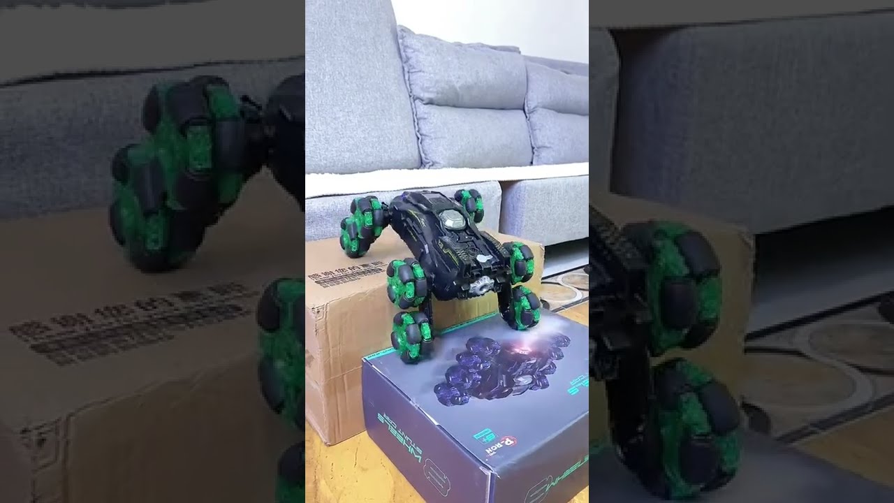 Cool 8 wheel remote control car with exhaust, can climb stairs, fun!