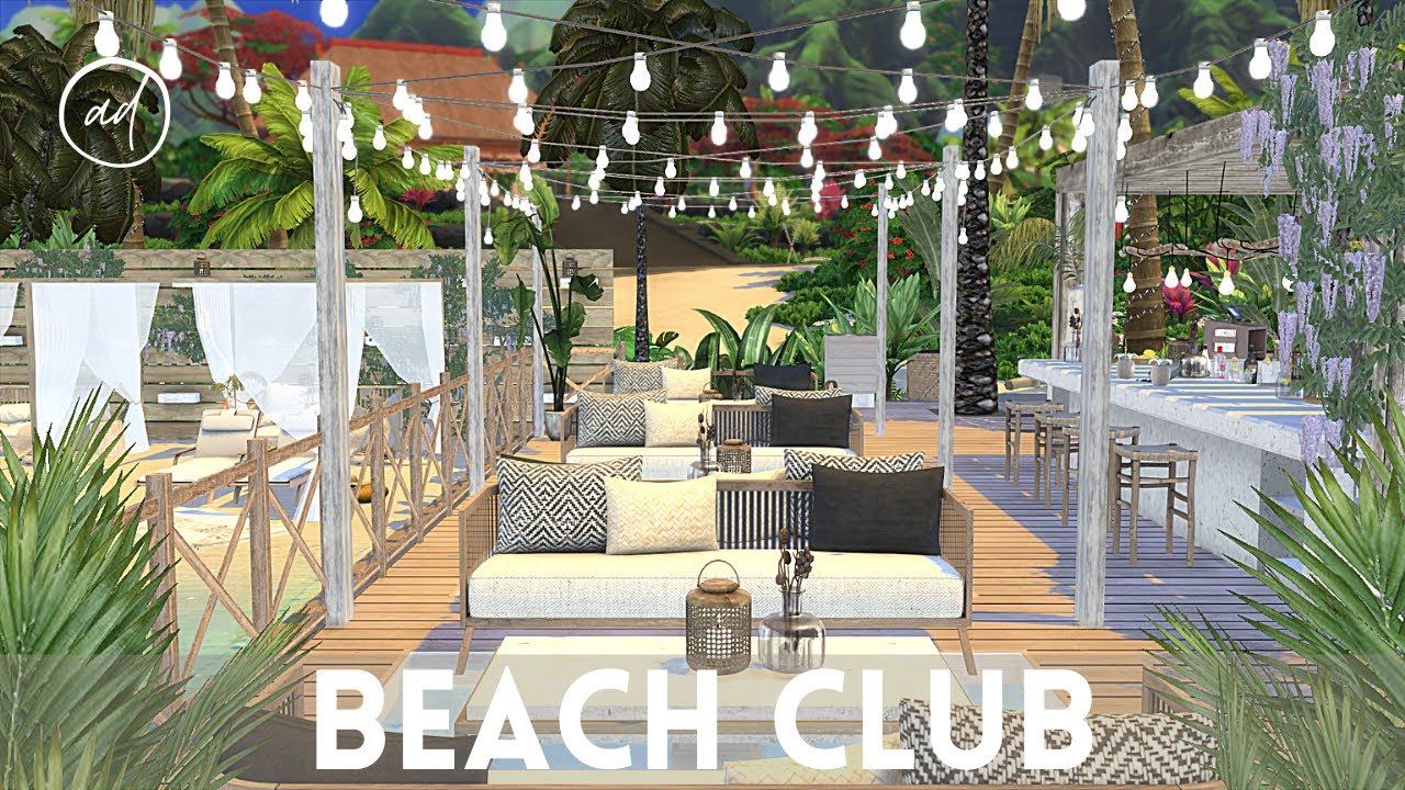 RELAXING BEACH CLUB || Sims 4 || CC SPEED BUILD + CC List