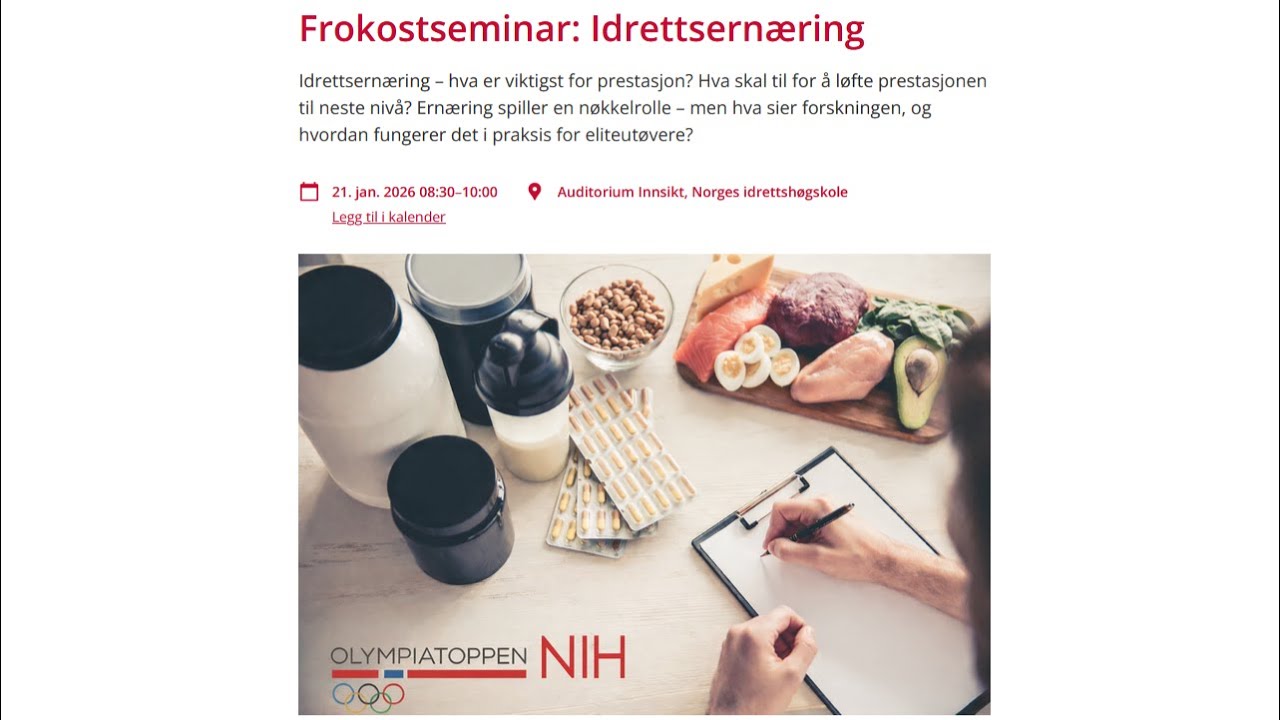 Frokostseminar: Idrettsernæring 21.01.2026