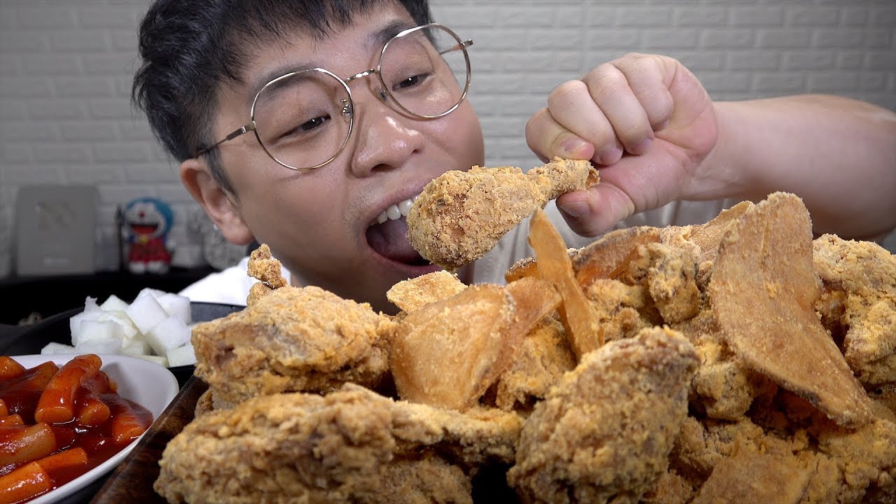 sub l 먹방창배tv 치킨도떡볶이도라면도 먹고싶을때 주문해서먹자 네네치킨 chicken mukbang koreanfood asmr